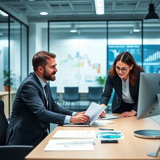 Un team di consulenti aziendali che analizza i dati in ufficio