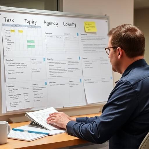 Una persona che gestisce la sua agenda e pianifica le attivit&agrave;